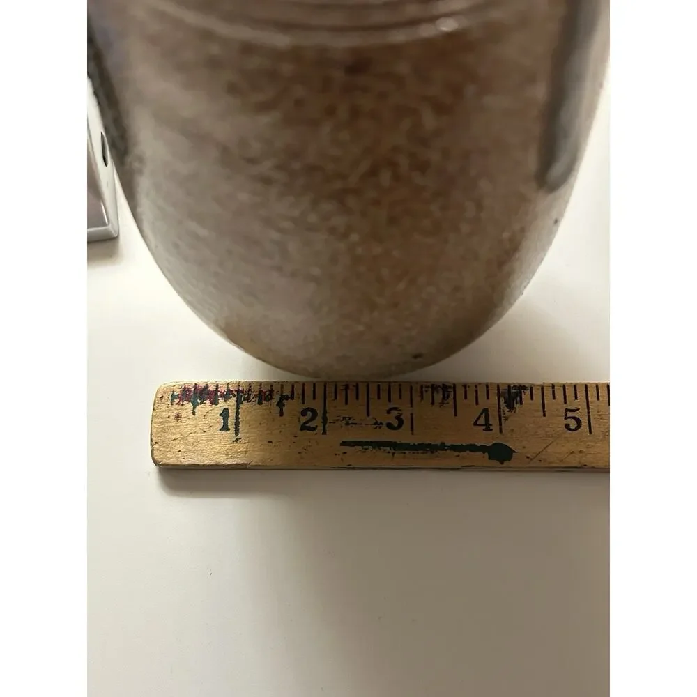 Vintage Portugal Studio Pottery Stoneware Vase Brown Speckled Brutalist MCM 9.5”